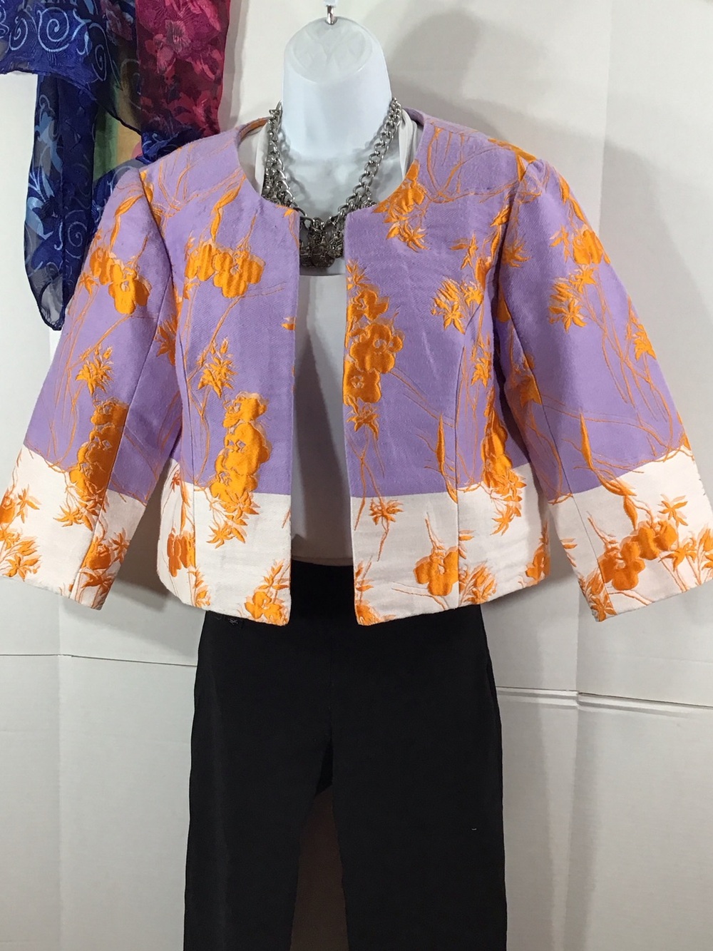 Hilton Hollis Italian fabric cropped floral brocade jacket 10